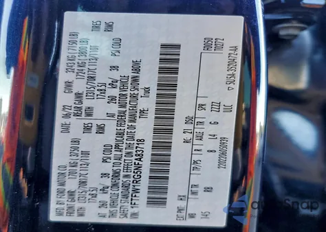 2022 Ford F150 Raptor from USA, damaged, VIN 1FTFW1RG5NFA83718